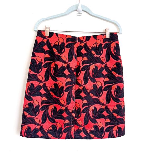 Ann Taylor Floral Jacquard Embroidery Mini Skirt Size 6 Orange Preppy Academia - Picture 2 of 7